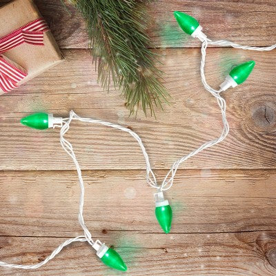  Northlight 25 Count Green LED C7 Christmas Lights, 16 Ft White Wire
