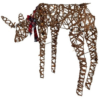  Northlight 35" LED Lighted Feeding Rattan Reindeer Outdoor Christmas Decoration