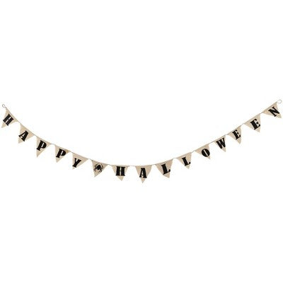  Northlight 18.75" Beige Battery Operated LED Lighted Burlap Happy Halloween Banner