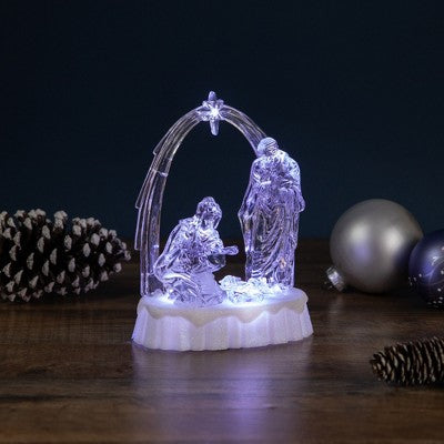  Northlight LED Lighted Musical Icy Crystal Nativity Scene Christmas Decoration - 7"