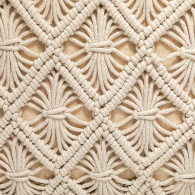  Northlight 18" Beige Handmade Macramé Natural Cotton Square Pouf Ottoman