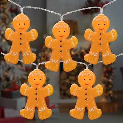 Northlight 10-Count LED Orange Gingerbread Men Christmas Fairy Lights, 4ft, Copper Wire