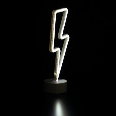  Northlight 11.5" Battery Operated Neon Style LED Lightening Bolt Table Light - White