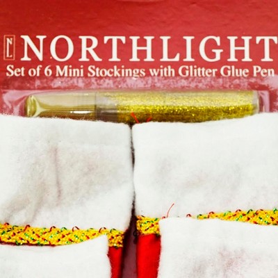  Northlight Pack Of 6 Traditional Mini Christmas Stockings With Gold Glitter Pen