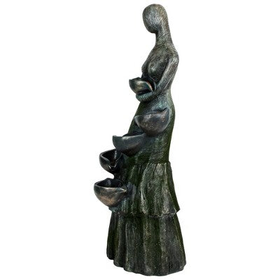  Northlight 39" Lighted Modern Faceless Woman Tiered Outdoor Garden Water Fountain