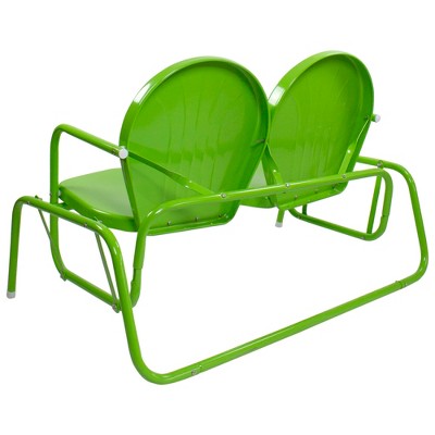  Northlight 48.25" Outdoor Retro Metal Tulip Double Glider Patio Chair, Lime Green