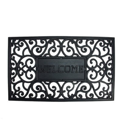  Northlight Black Scroll "Welcome" Door Mat 18" X 30"