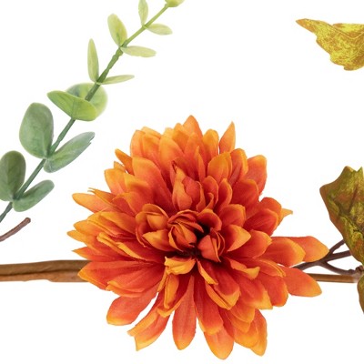  Northlight 5.5' X 6" Autumn Harvest Orange And Yellow Mums With Maple Leaves Garland - Unlit