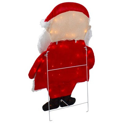  Northlight Lighted 2D Chenille Santa Outdoor Christmas Decoration - 32" - Warm White Lights