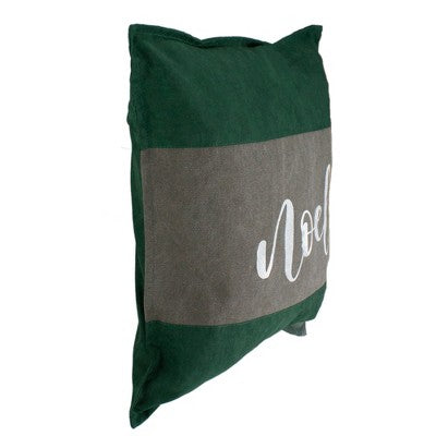  Northlight 18" Green And Brown Suede "Noel" Christmas Throw Pillow