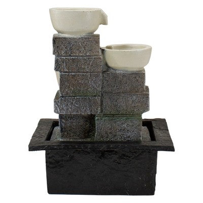  Northlight 11" LED Lighted Cascading 4-Tier Bowl Indoor Tabletop Water Fountain