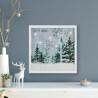  Northlight LED Lighted Let It Snow Winter Forest Christmas Canvas Wall Art 10" X 10"