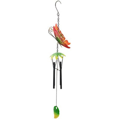  Northlight 19" Red Metal Butterfly Outdoor Garden Windchime