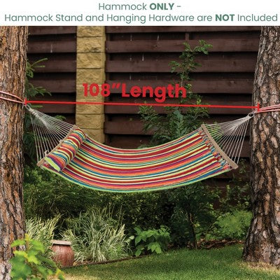  Northlight Striped Quilted Two Person Double Hammock With Pillow - 9' X 55" - Multicolor