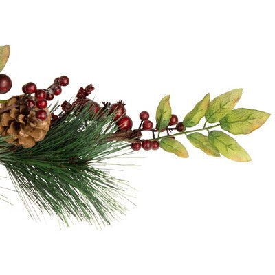  Northlight 4.5' X 5.5" Unlit Snow Dusted Pine Cones, Berries, And Long Pine Needles Artificial Christmas Garland