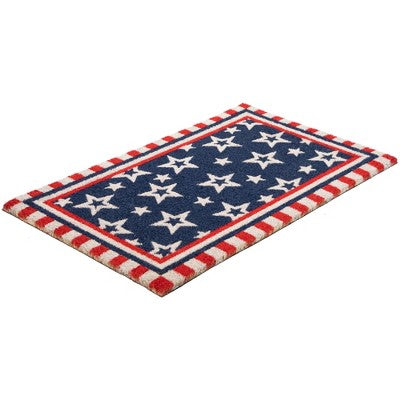 Northlight Blue And Red Americana Stars And Striped Border Coir Outdoor Doormat 18" X 30"