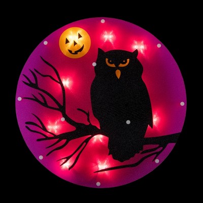  Northlight Lighted Owl And Jack O' Lantern Halloween Window Decoration - 13.75"