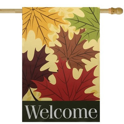  Northlight Red And Yellow Fall Leaves Welcome Outdoor House Flag 28" X 40"