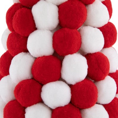 Northlight Pom Pom Cone Tree Christmas Decoration - 13" - White And Red