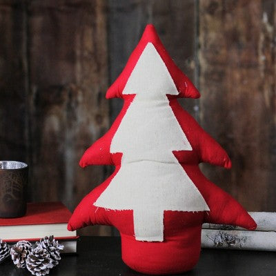  Northlight Plush Pine Tree Christmas Decoration - 15" - Red And White