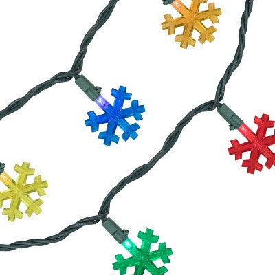  Northlight LED Snowflake Shaped Christmas Light Set - MultiColor - 4' Green Wire - 10ct