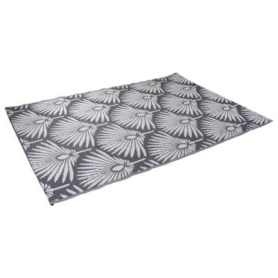  Northlight 4' X 6' Gray And White Fan Leaf Rectangular Outdoor Area Rug