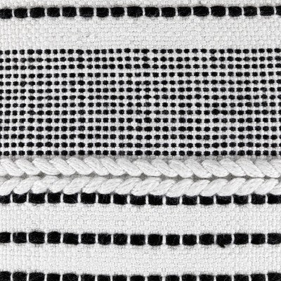  Northlight 18" White And Black Striped Outdoor Woven Pouf Ottoman