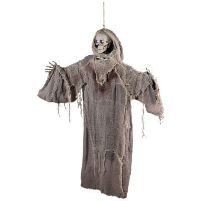  Northlight 36" Prelit Touch Activated Death Reaper Hanging Halloween Decoration - White/Gray