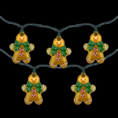  Northlight Gingerbread Man With Bowties Christmas Light Set - Clear - 7.5' Green Wire - 10ct