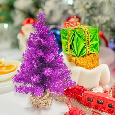  Northlight Pine Christmas Tree In Natural Jute Base - 18" - Boysenberry Purple - Unlit