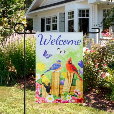  Northlight Welcome Birds On A Fence Outdoor Garden Flag 12.5" X 18"