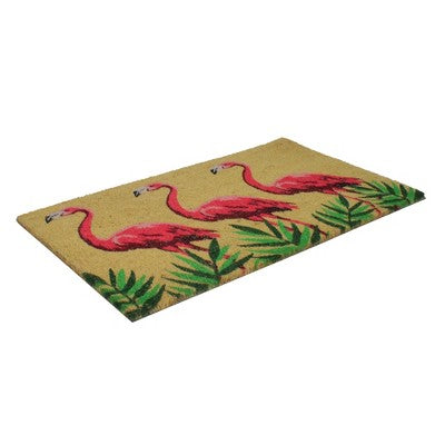  Northlight Natural Coir Pink Flamingos Summertime Doormat 18" X 30"
