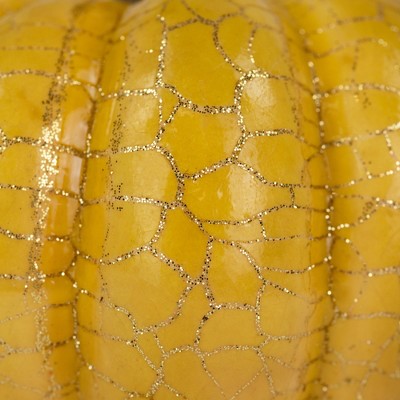  Northlight Set Of 3 Orange, Yellow And Brown Crackle Finish Fall Harvest Pumpkins 4"