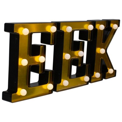  Northlight LED Lighted EEK Halloween Marquee Sign - 6.5" - Warm White Lights - Gold Finish