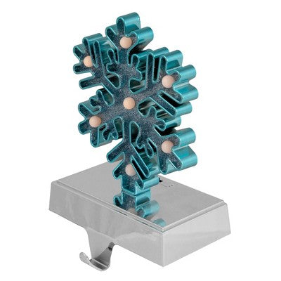  Northlight LED Lighted Glitter Snowflake Christmas Stocking Holder - 7" - Blue