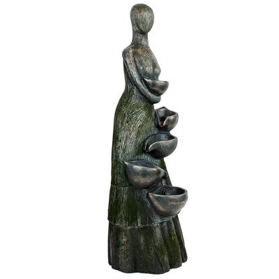  Northlight 39" Lighted Modern Faceless Woman Tiered Outdoor Garden Water Fountain