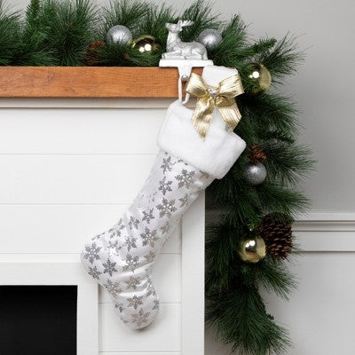  Northlight 19 White And Silver Sequin Snowflake Christmas Stocking