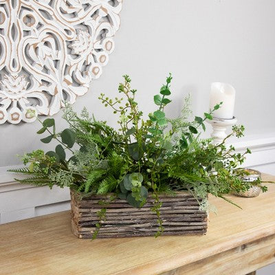  Northlight Wooden Log And Twig Flower Box Planters - 11.75" - Set Of 2