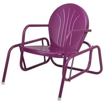  Northlight Outdoor Retro Metal Tulip Glider Patio Chair, Purple