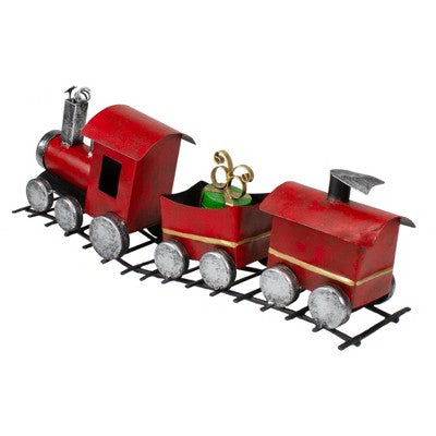  Northlight Triple Car Metal Train Christmas Decoration - 15" - Red And Silver