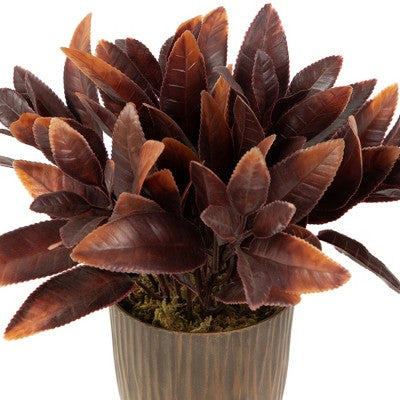  Northlight 8" Two-Tone Artificial Foliage Plant In A Textured Lined Pot