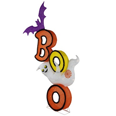  Northlight Lighted Bat And Ghost "BOO" Halloween Decoration - 4.5' - Warm White LED Lights