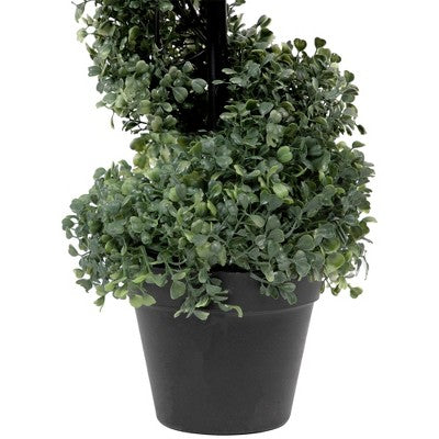  Northlight 3' Artificial Two-Tone Boxwood Spiral Topiary Tree With Round Pot, Unlit
