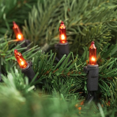  Northlight Mini Incandescent Halloween Lights - Orange - 10' Black Wire - 50ct