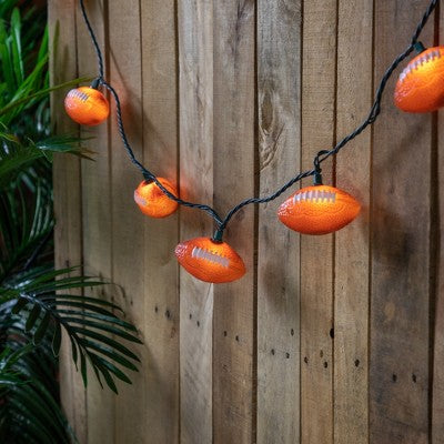  Northlight Football Indoor Outdoor Patio Light Set - 6' - Green Wire - 10ct