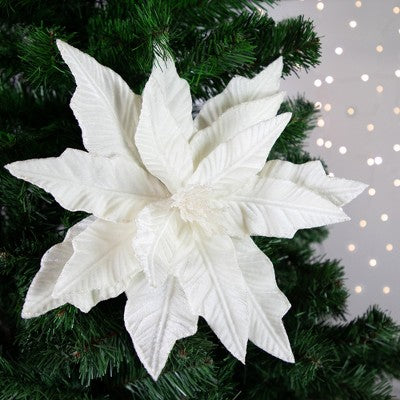  Northlight 24" Cream Glittered Poinsettia Christmas Stem Spray