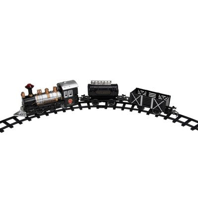  Northlight 9-Piece Battery Operated Black And Silver Lighted & Animated Classic Train Set With Sound
