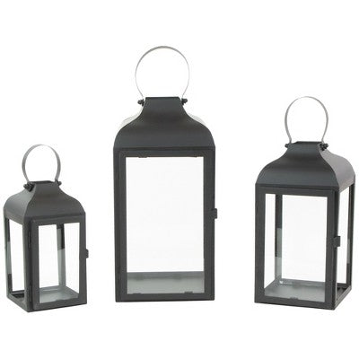  Northlight Set Of 3 Black Traditional Style Candle Lanterns 12.75"