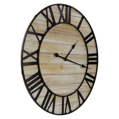  Northlight 24" Metal Framed Roman Numeral Battery Operated Round Wall Clock