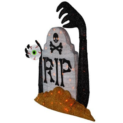  Northlight Lighted Tombstone Halloween Decoration - 31.5" - Black And Gray - Orange LED Lights